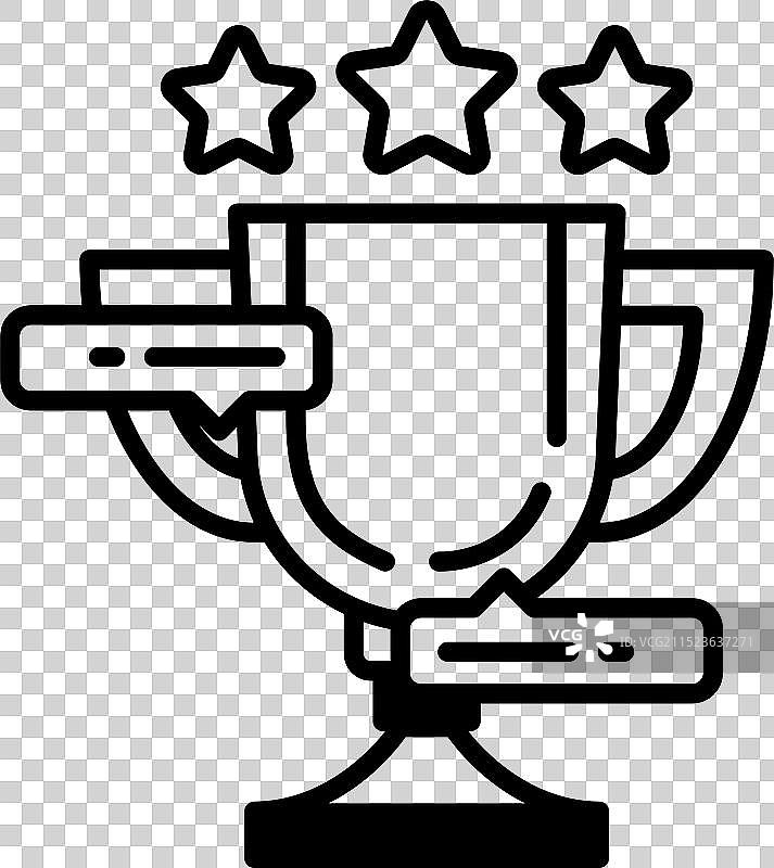 带有三个奖杯的黑白图像图片素材