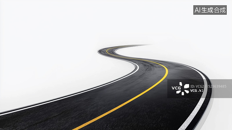 【AI数字艺术】极简弯曲道路路面图片素材
