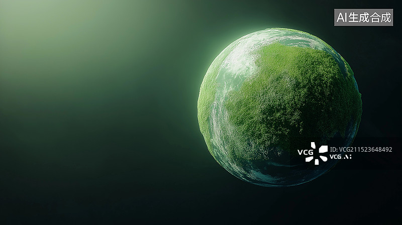 【AI数字艺术】世界地球日主题海报——绿色星球图片素材