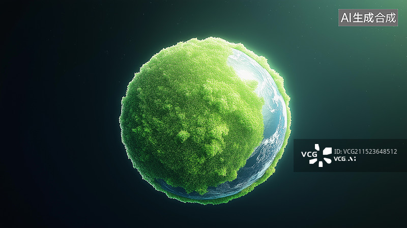 【AI数字艺术】世界地球日主题海报——绿色星球图片素材