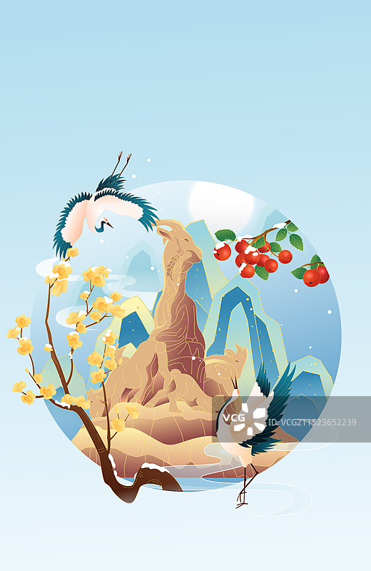 国风二十四节气寒露广州城市建筑矢量插画图片素材