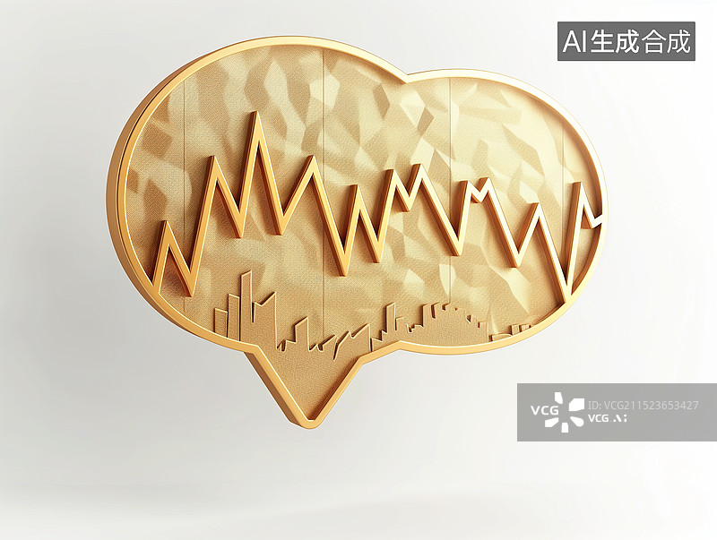 【AI数字艺术】立体金色3D语音气泡中的股票图表图片素材