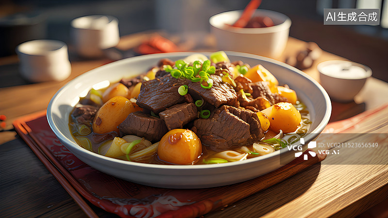 【AI数字艺术】美食菜肴主题 一盘土豆炖牛肉图片素材