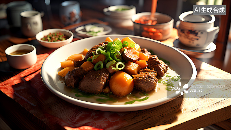 【AI数字艺术】美食菜肴主题 一盘土豆炖牛肉图片素材