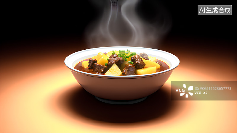 【AI数字艺术】美食菜肴主题 一盘土豆炖牛肉摄影海报图片素材