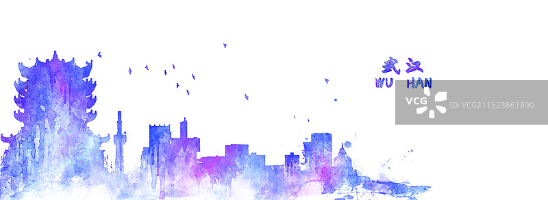 建筑剪影湖北武汉图片素材
