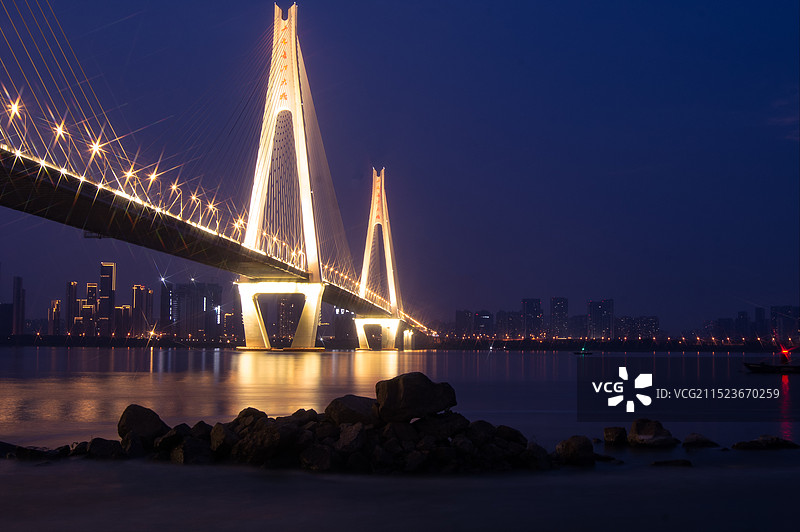 二七长江大桥夜景图片素材