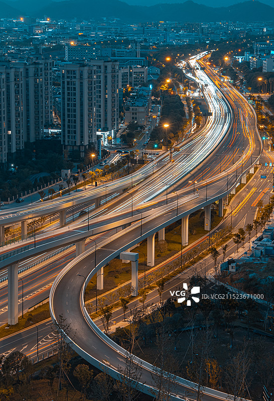 义乌机场路国贸大道车流航拍图片素材