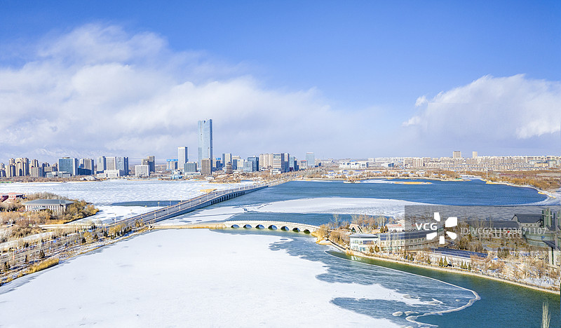 银川阅海雪景风光图片素材