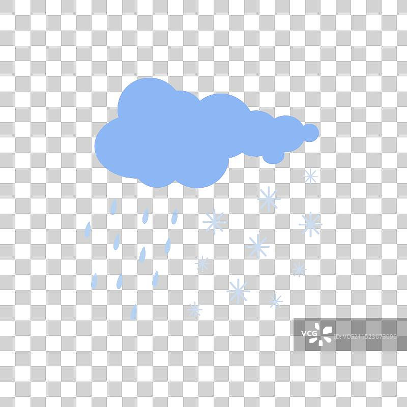 雨夹雪、雨和雪可爱的手绘涂鸦图片素材