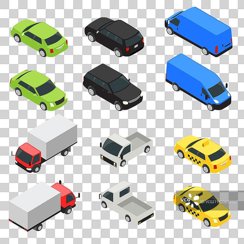 2.5D卡车厢式货车皮卡出租车图片素材