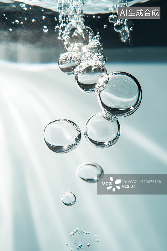 【AI数字艺术】水箱中的气泡与多层玻璃设计图片素材