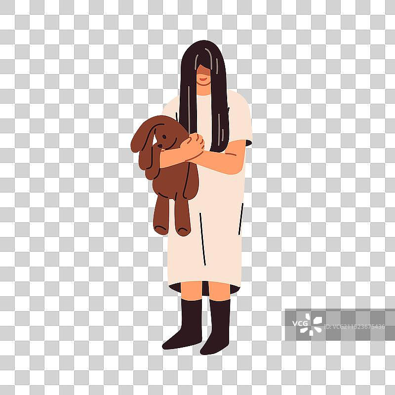 万圣节装扮的幽灵女孩和玩偶图片素材