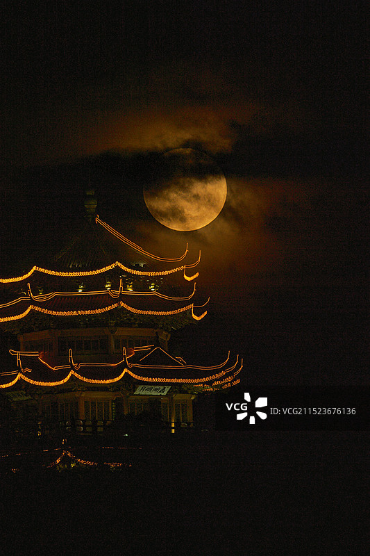 西施故里好美诸暨｜文昌阁·蠡湖烟月图片素材