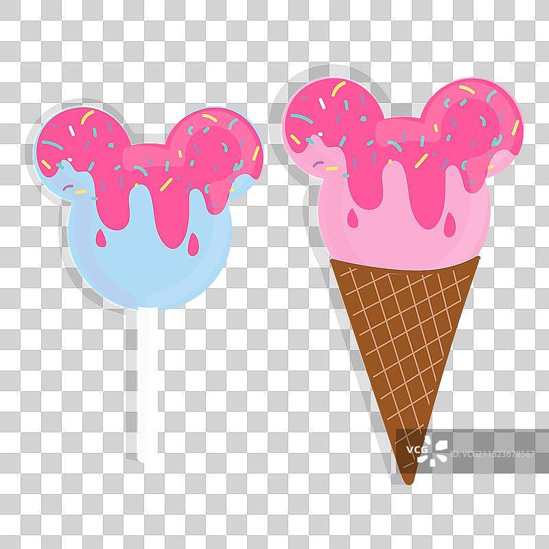 米老鼠造型棒棒糖和冰淇淋套装图片素材