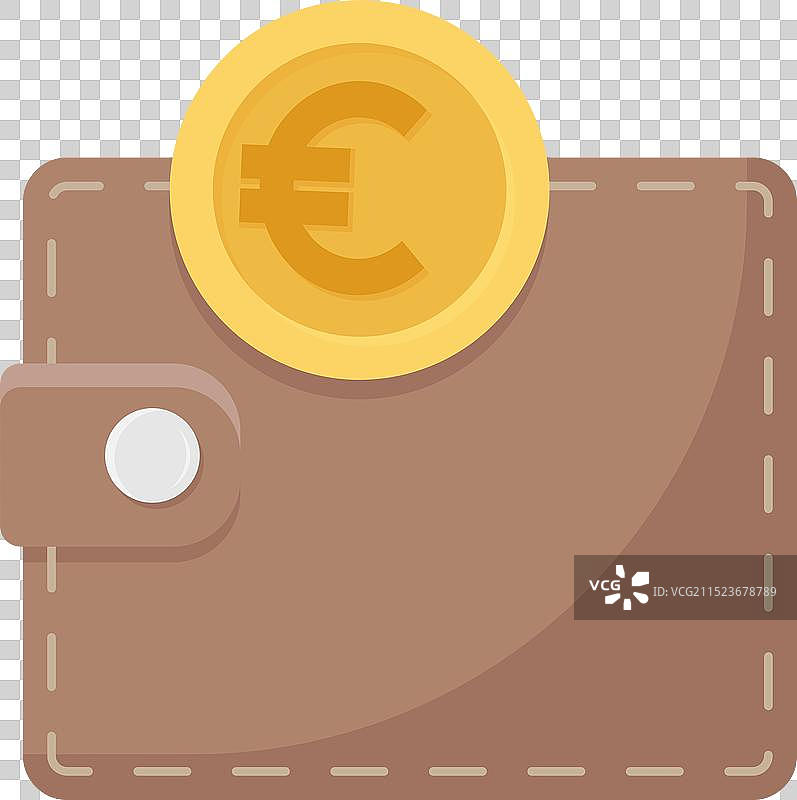 带有金色欧元硬币的钱包图标图片素材