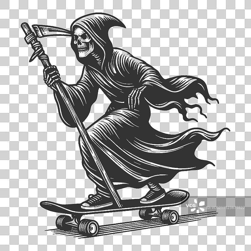 死神滑板与镰刀图片素材