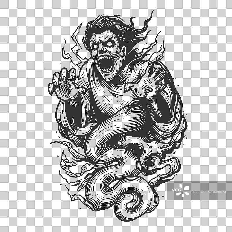 张开嘴的恐怖幽灵图片素材
