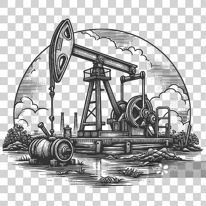 复古抽油机工业雕刻图片素材