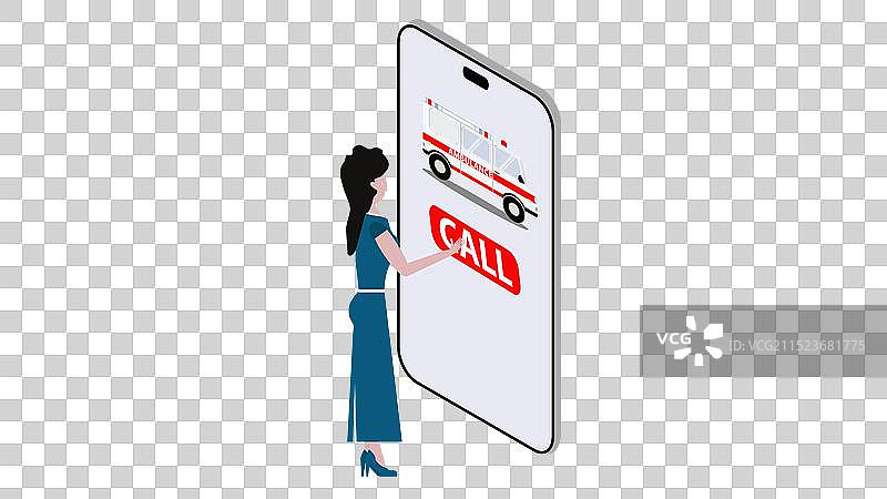 女人呼叫救护车寻求紧急援助概念图片素材
