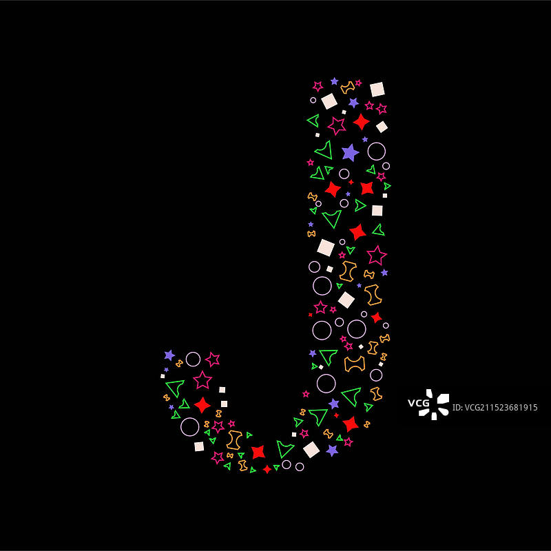 英文字母J插画创意图案设计图片素材