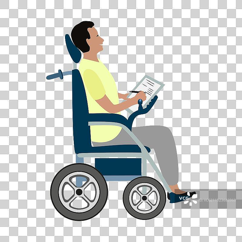 坐在电动轮椅上的男子图片素材