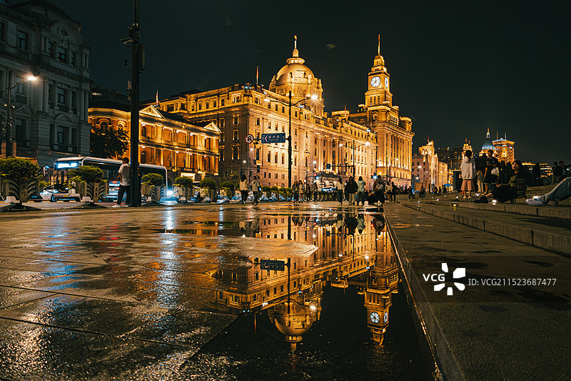 上海外滩平行世界图片素材