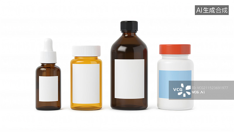 【AI数字艺术】药瓶白色背景图片素材