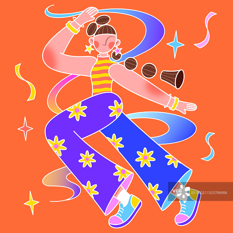 矢量人物 欢呼女孩图片素材