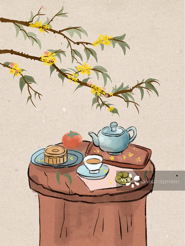 桂花树下图片素材