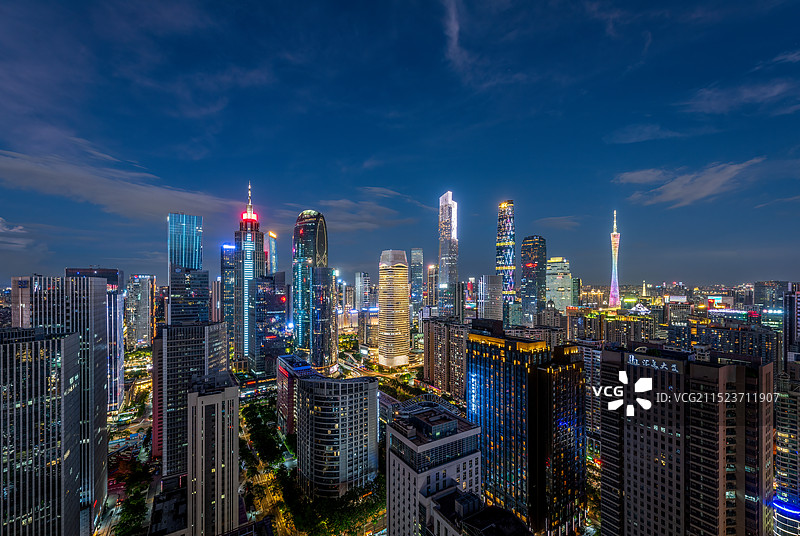 广东省广州市天河区珠江新城天际线图片素材