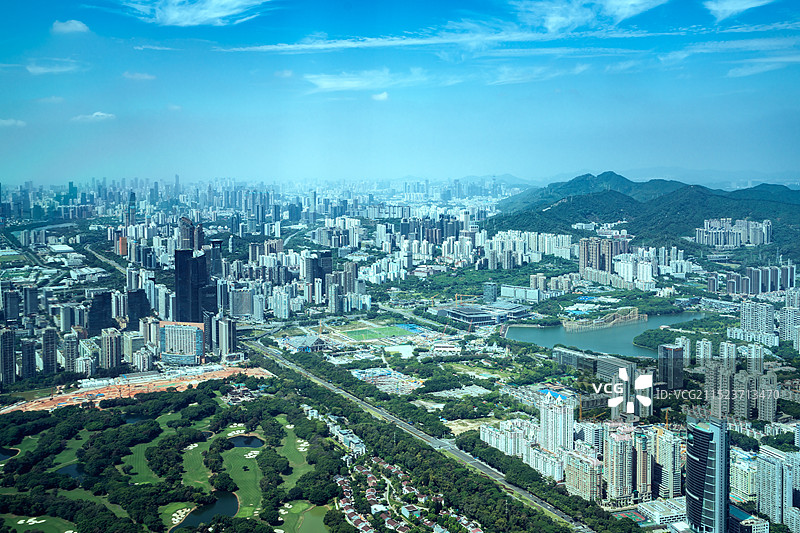 中国广东深圳福田中心区远眺都市风光图片素材