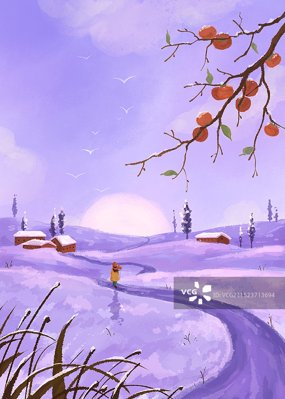 清新立冬节气插画图片素材