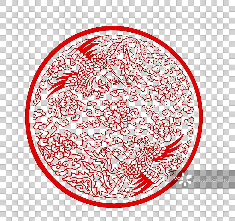 凤凰传统文化红色剪纸艺术图片素材