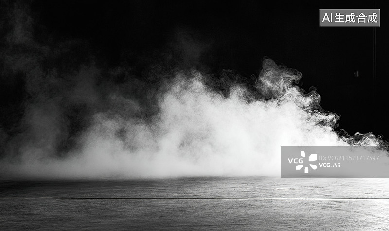 【AI数字艺术】抽象创意背景空荡荡的暗室混凝土地板上冒着烟雾汽车产品舞台展示背景图片素材