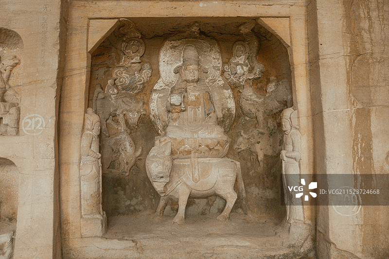 中国重庆大足石刻雕刻敦煌石窟图片素材