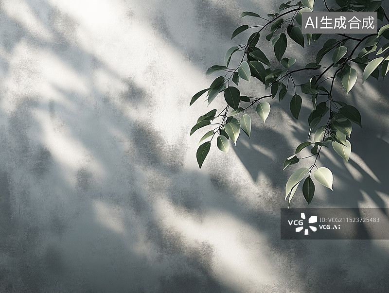 【AI数字艺术】混凝土墙和树枝现代空房间背景广告图片图片素材