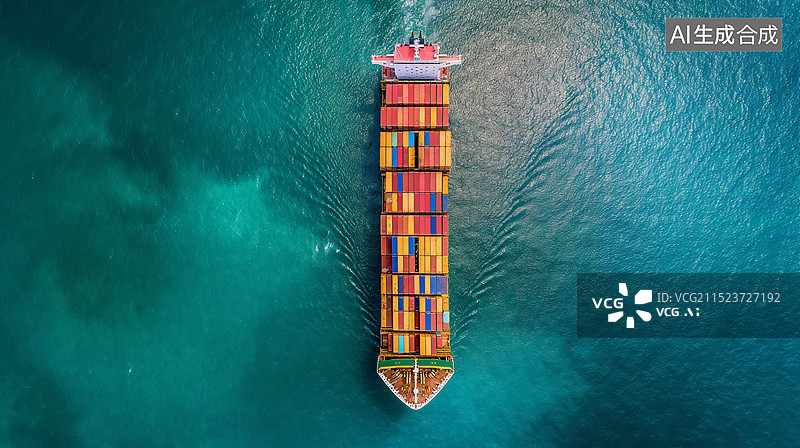 【AI数字艺术】海上的集装箱轮船图片素材