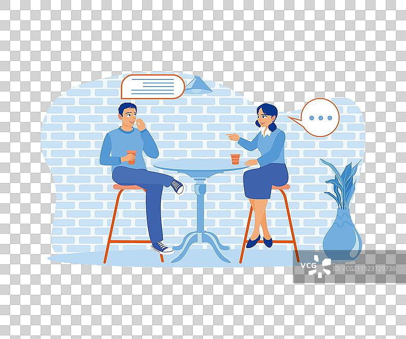 在咖啡馆里快乐的男人和女人图片素材