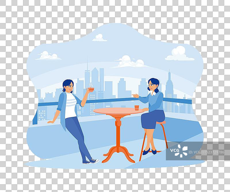 两个女人在屋顶花园放松图片素材