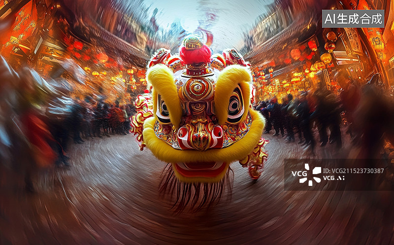 【AI数字艺术】传统的舞狮表演图片素材