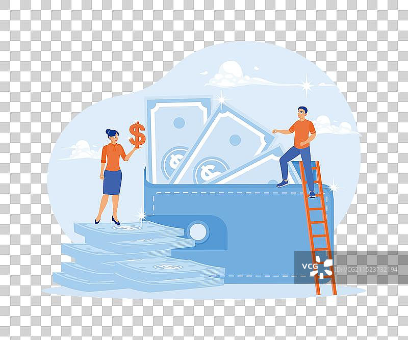 男女一起数钱，储蓄理财图片素材