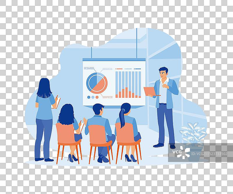 为某事举办商务研讨会的男商人图片素材