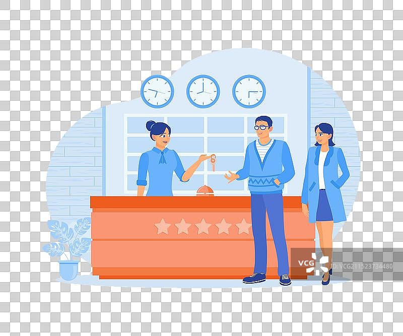 游客与接待员交谈图片素材