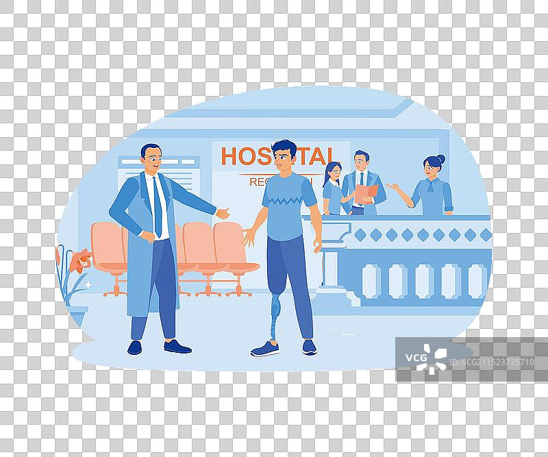 一个装有假肢的男人去医院图片素材