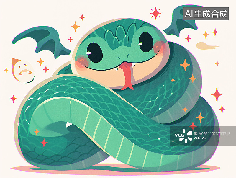 【AI数字艺术】春天的生肖蛇图片素材