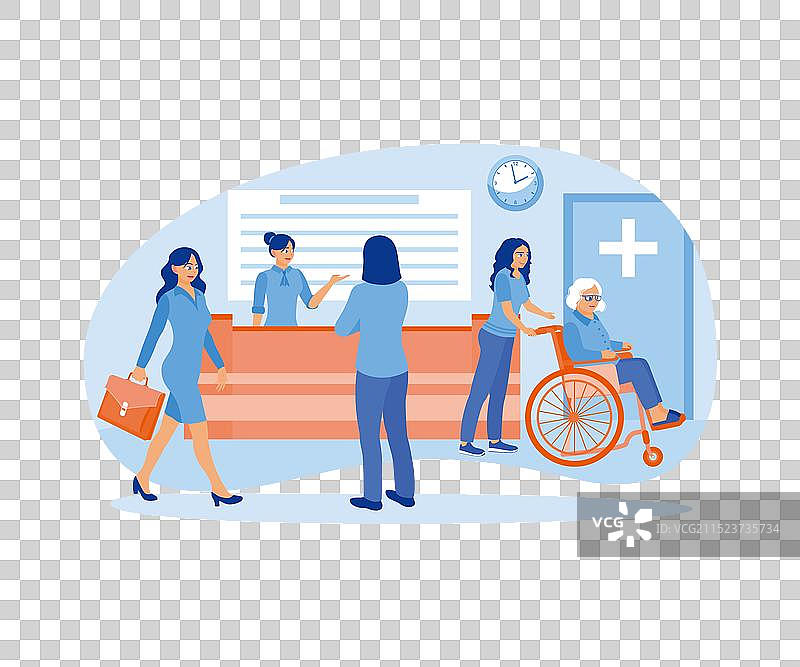 病人在医院拜访接待员图片素材