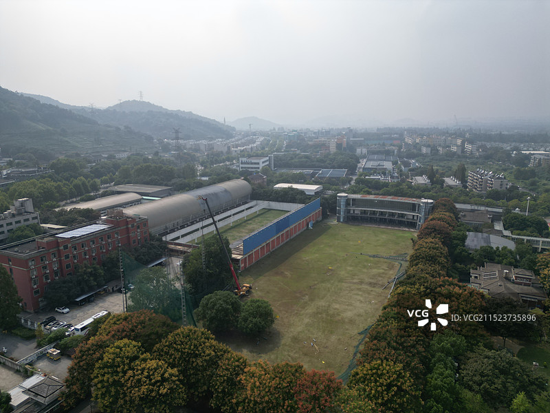 杭州西溪路城市俯拍风景图片素材