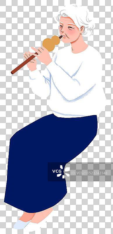 吹葫芦丝的老年妇女图片素材