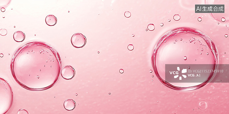 【AI数字艺术】抽象美妆类柔和的粉色背景素材透明气泡强调了补水和美容产品图片素材